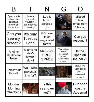 Mojave Horrors Bingo Card