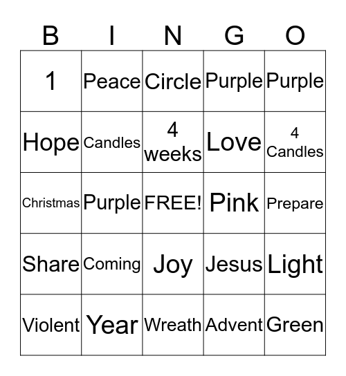 Advent Bino Bingo Card