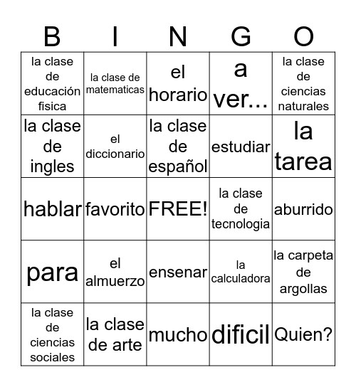 Chapter 2A Review Bingo Card