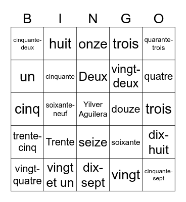 French Bingo - Yilver Aguilera Bingo Card