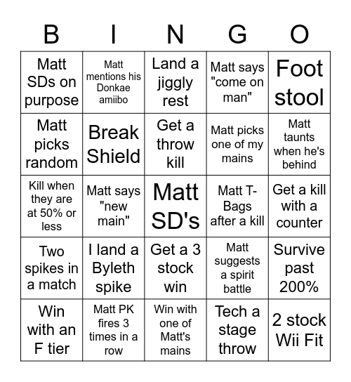 Smash Bingo Card