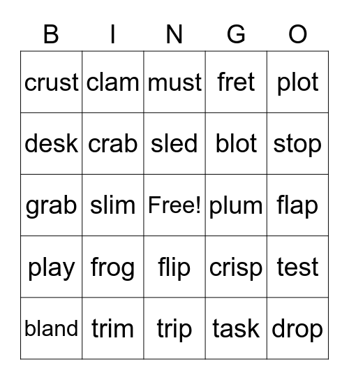 Blends 1 Bingo Card