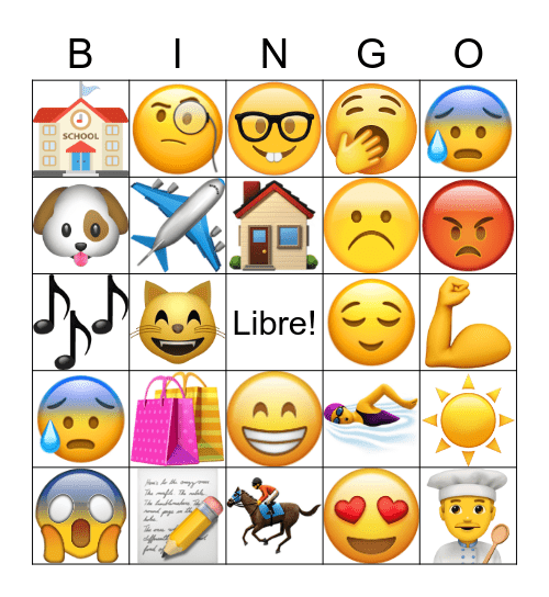 Émotions et activités Bingo Card