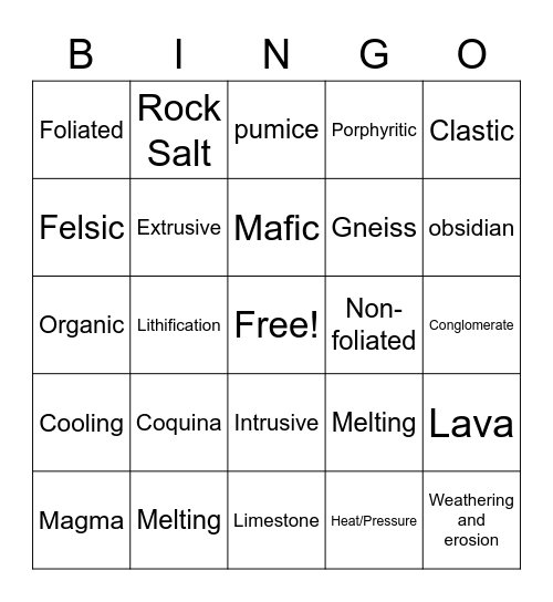 Rock Review Bingo Card