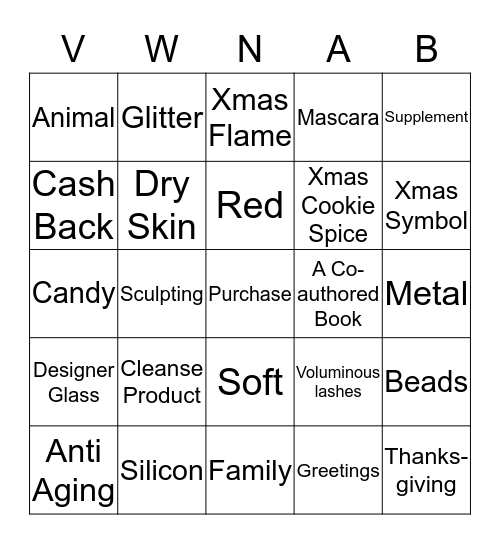 Abby VWN  Name the Product Bingo Card