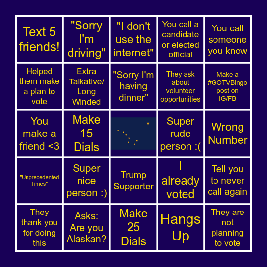 Get Out the Vote Bingo! Bingo Card