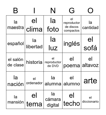 Ch 2 Part 2 Vocab Bingo Card
