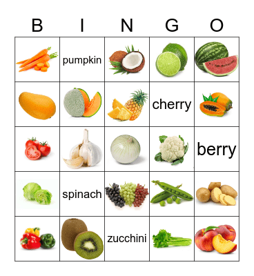 FRUITS & VEGETABLES Bingo Card