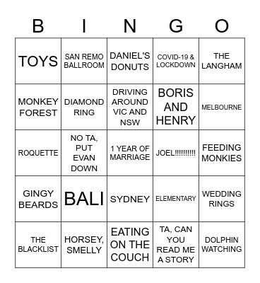 ANNIVERSARY BINGO Card