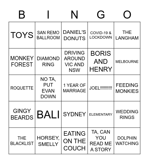 ANNIVERSARY BINGO Card