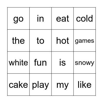 Small Star 4 Bingo Card