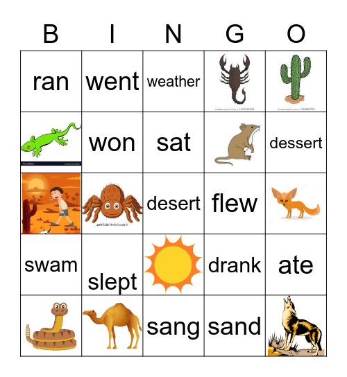 Desert Bingo Card