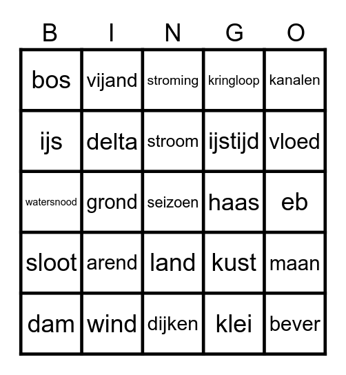 Natuur in de Delta Bingo Card