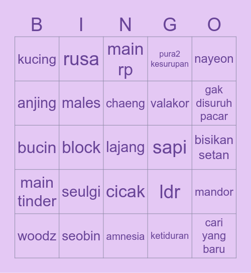 🧚‍♂️ yeri 🧚‍♂️ Bingo Card