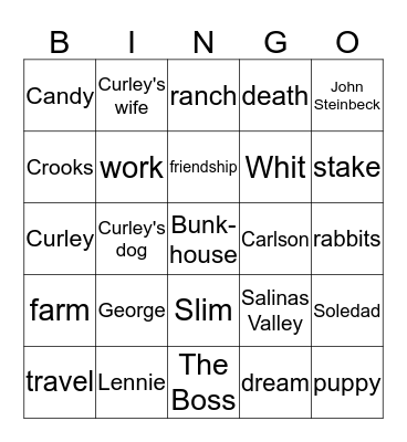 Of Mice and Men Bingo Card