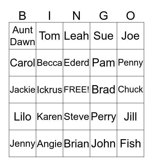 Thanksgiving Family Fun Bingo Card