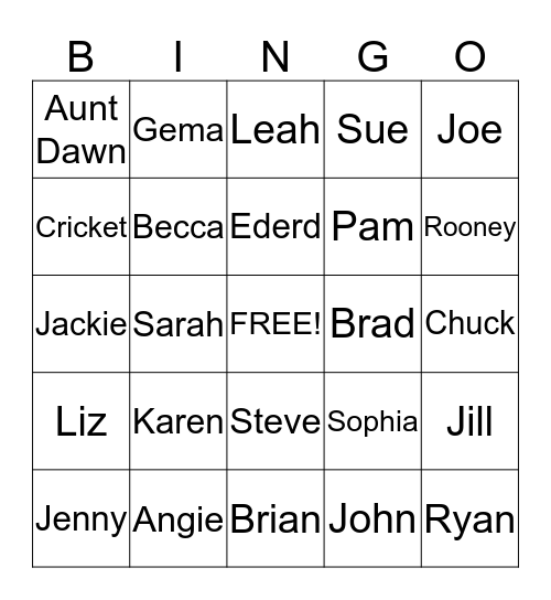 Thanksgiving Family Fun Bingo Card
