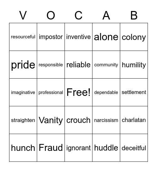 Word Nerds Cycle 2 Bingo Card