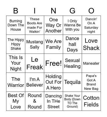 Random Hits 2 Bingo Card