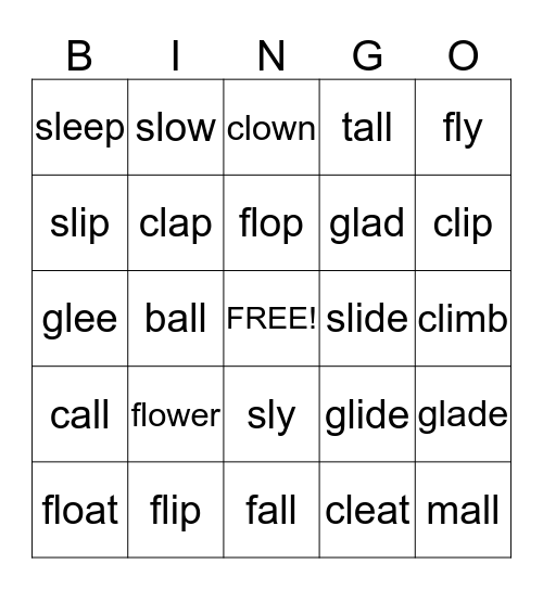 l blends Bingo Card