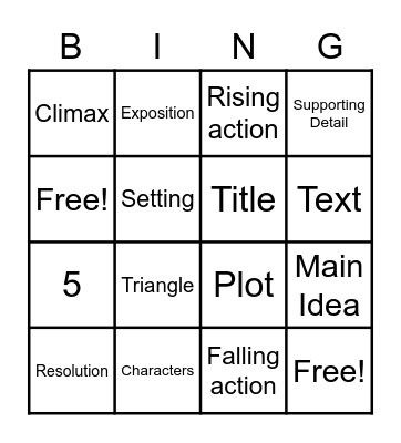 Story Elements Bingo Card