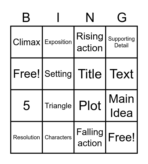 Story Elements Bingo Card