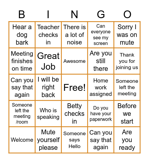 OCS Bingo Card