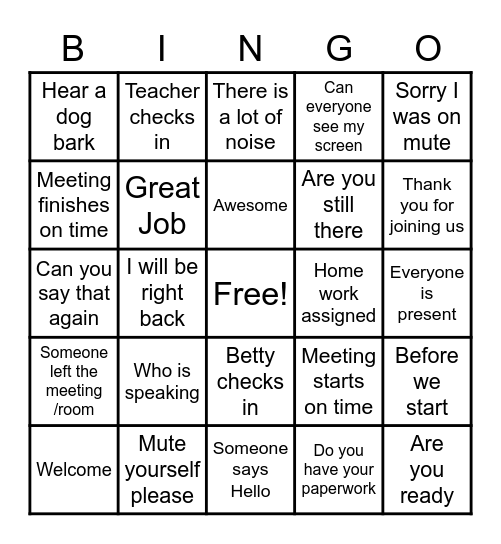 OCS Bingo Card