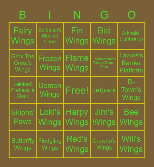 Terraria Bingo Card