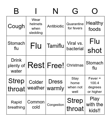 Cold Weather Hodge Podge Bingo Card