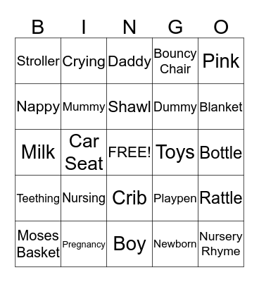 Anna's Baby Shower Bingo Card