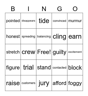 Vocabulary Bingo Card