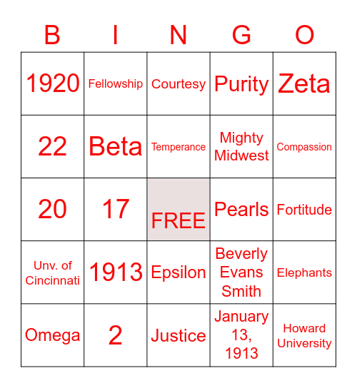 DST BINGO Card