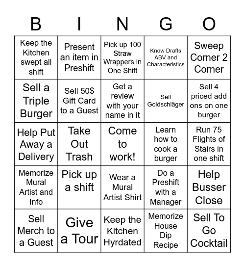 LSA Bingo Card