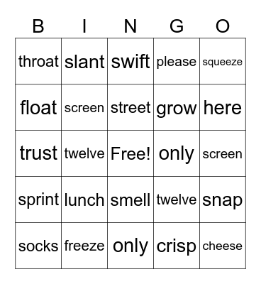 2nd grade spelling words Bingo Card