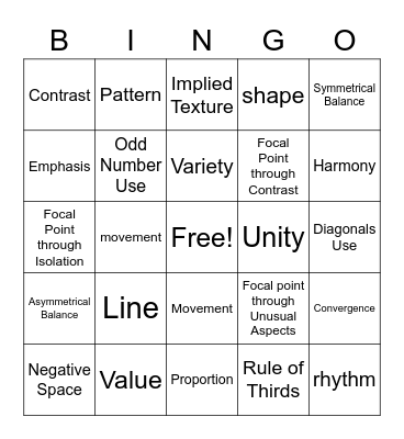 Composition Bingo Card