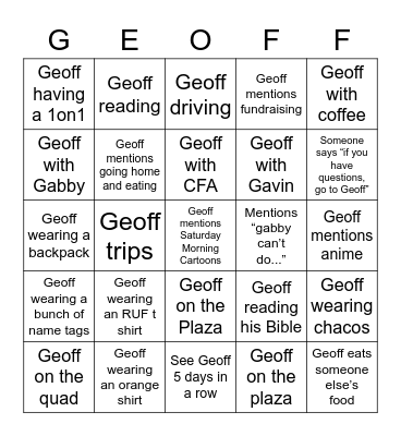 Geoffertless Bingo Card