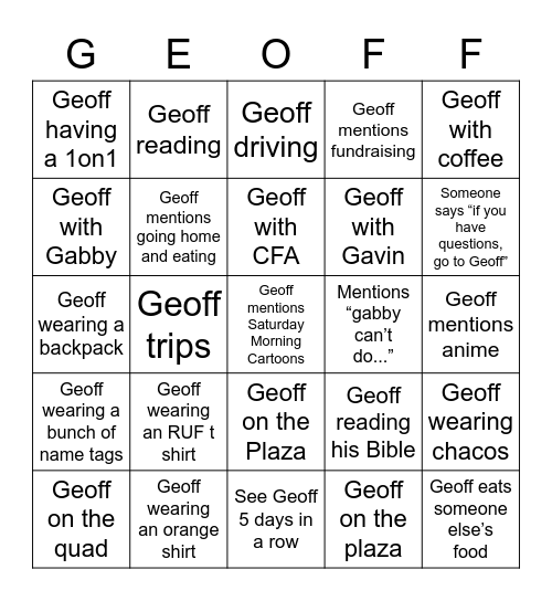 Geoffertless Bingo Card
