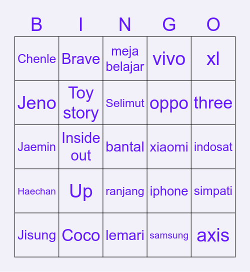 Jejejejejeje (◕ᴗ◕✿) Bingo Card
