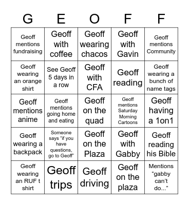 Geoffertless Bingo Card