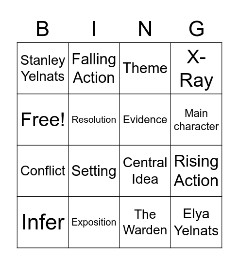 ELA Review Bingo Card