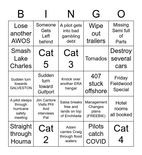 GOM Hurricane Bingo Card