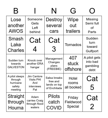 GOM Hurricane Bingo Card