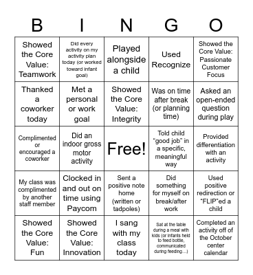 Small Hands Big Dreams Bingo Card