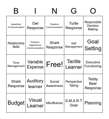 Pathways Review Bingo Card