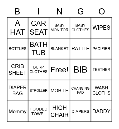 It's a Boy Bingo Card