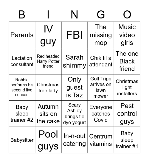 Tripp 30th Birthday Party Bingo Card