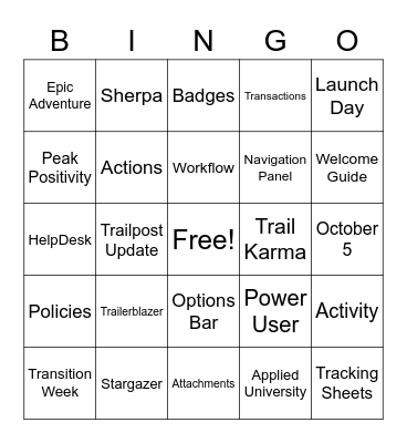 Epic Buzzword Bingo Card