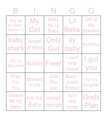 Baby Shower Bingo Card