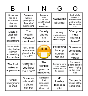 Zoom Bingo Card
